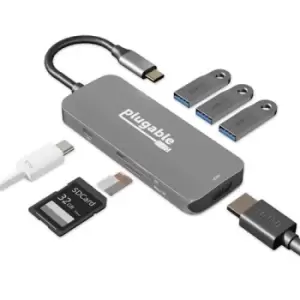 Plugable Technologies USB C Hub Multiport Adapter 7-in-1 Hub 87W Charging