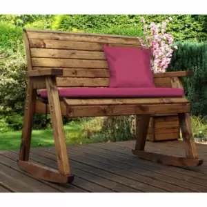Charles Taylor Two Seater Rocking Bench with Cushions and Cover, Burgundy