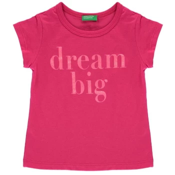 Benetton Dream Big T Shirt - Pink/White 02E
