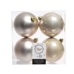 Kaemingk Shatterproof Plain Christmas Baubles (Pack Of 4) (10cm) (Pearl)