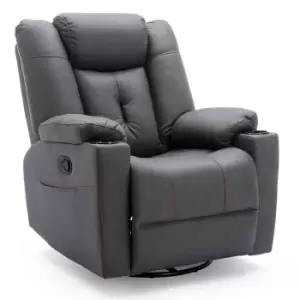 Afton Swivel Rock Fabric Recliner Chair - Charcoal