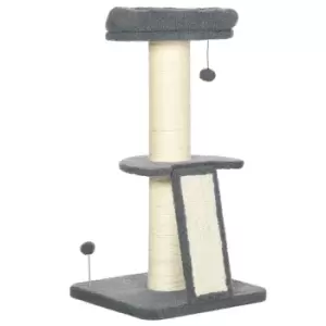 PawHut Cat Tree Tower with Scratching Posts, Pad, Bed, Toy Ball for Cats under 5 Kg, Dark Grey & Beige
