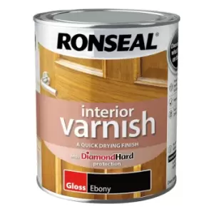 Ronseal Interior Wood Varnish - Ebony - Gloss - 750ml - Ebony