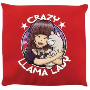 Crazy Llama Lady Cushion (One Size) (Red) - Red - Grindstore