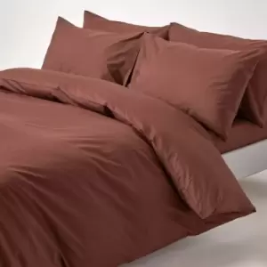 Chocolate Egyptian Cotton Duvet Cover Set 200 Thread Count, Super King - Chocolate - Chocolate - Homescapes