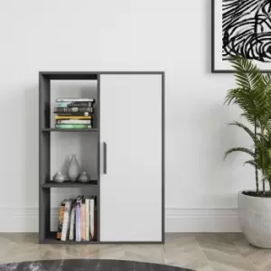 Decorotika - Patrick Multipurpose Standard Bookcase Bookshelf Shelving Unit Display Unit With Cabinet- Anthracite / White - Anthracite / White