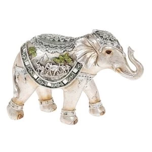 Silver Scene Elephant Large Ornament