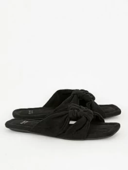 Evans Extra Wide Fit Noko Square Toe Sandals - Black, Size 4, Women