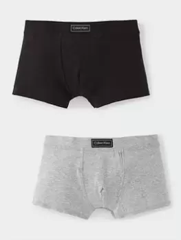 Calvin Klein Boys Heritage Logo Trunk (2 Pack) - Black/Grey Marl, Black/Grey Marl, Size Age: 14-16 Years