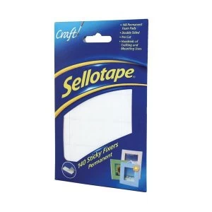 Sellotape Sticky Fixers 12 x 25mm Double sided Foam Pads 140 Pads Pack of 6