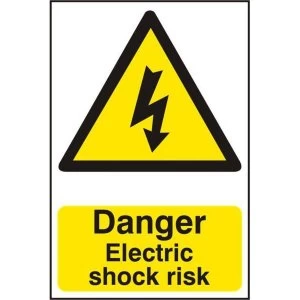 ASEC Danger Electric Shock Risk 200mm x 300mm PVC Self Adhesive Sign