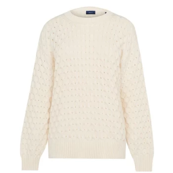 Gant Cable Knit Jumper Womens - CREAM 130
