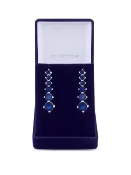 Jon Richard Rhodium Cubic Zirconia Sapphire Tennis Earrings - Gift Boxed, Silver, Women