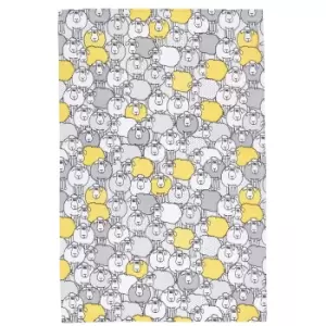 2 Pack Sheep Tea Towels, Yellow/Grey