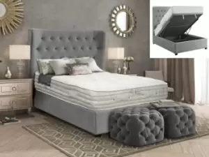 ASC Belmont 6ft Super King Size Grey Upholstered Fabric Ottoman Bed Frame