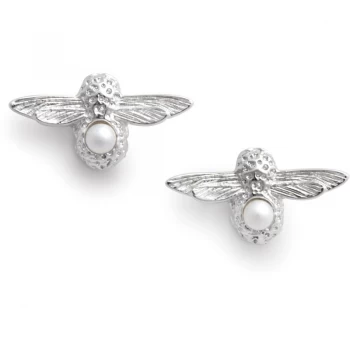 Celebration Stones Bee Studs Silver & Pearl Earrings