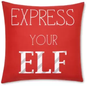 Catherine Lansfield Express Your Elf Cushion - Red - 45x45cm