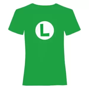 Super Mario Unisex Adult Luigi T-Shirt (M) (Green/White)