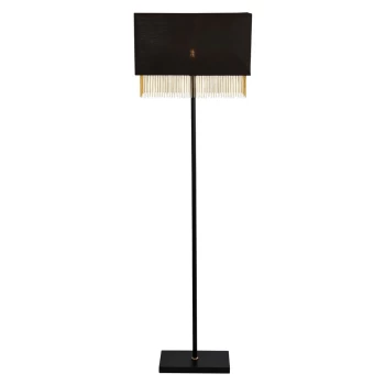 1 Light Floor Lamp - Black Shade With Gold Chain