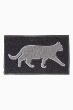 Grey Cat Silhouette Recycled Rubber Doormat