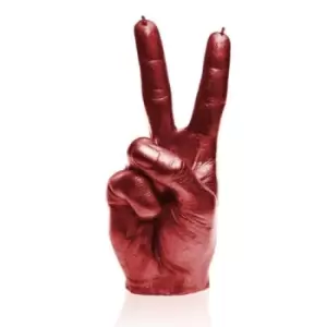 Hand Peace Sign Candle &ndash; Red Metallic