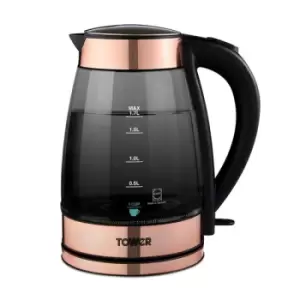 Tower Rose Gold 3KW 1.7L Smoked Glass Rose Gold Kettle UK Plug