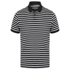 Front Row Mens Striped Jersey Polo Shirt (XL) (Navy/White)