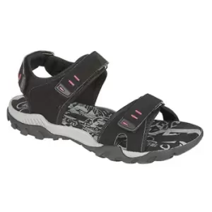 PDQ Womens/Ladies Toggle & Touch Fastening Sports Sandals (6 UK) (Black)