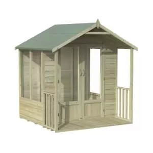 Forest Garden Oakley 6X6 Apex Overlap Solid Wood Summer House With Double Door (Base Included)