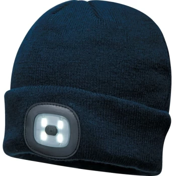 B029 Navy Beanie Hat with LED - Portwest