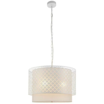 Endon Directory Lighting - Endon Gilli - 3 Light Round Ceiling Pendant Chalk White & Pale Grey Cotton, E27