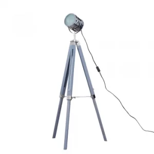 Starboard Cool Grey and Chrome Tripod Floor Lamp
