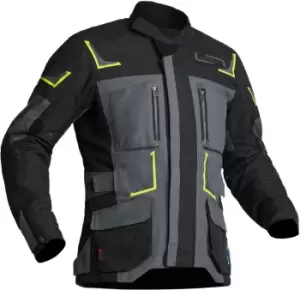 Lindstrands Myrvik Waterproof Motorcycle Textile Jacket, black-grey-yellow, Size 50, black-grey-yellow, Size 50