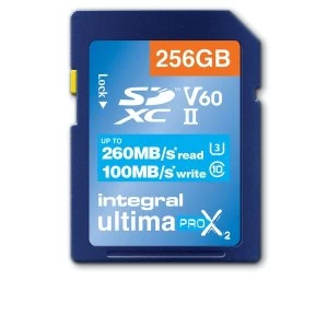 Integral 256GB SD Card UHS II SDXC UHS 2 U3 Cl10 V60 Up To R 260 W 100 Mbs
