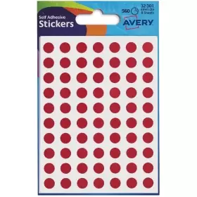 Avery 32-301 8mm Self-Adhesive Dot Stickers - Red (10 x 560 Labels)