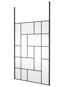 Hudson Reed 1400mm Abstract Frame Wetroom Screen With Ceiling Posts - Matt Black