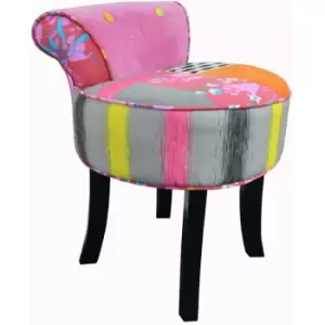 Watsons - Contemporary Padded Stool / Fan Back Chair with Wood Legs - Multi-coloured - Multi-coloured