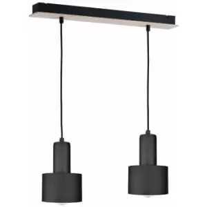 Keter Luce Bar Pendant Ceiling Light Black, Wood, 50cm, 2x E27