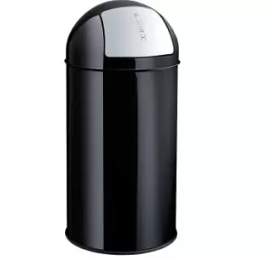 helit Push top waste bin made of steel, capacity 50 l, HxØ 745 x 360 mm, black