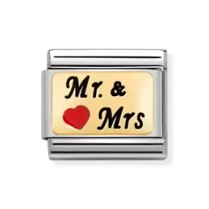 Nomination Classic Gold Mr & Mrs Heart Charm