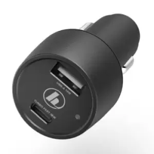 Hama 12-24V/30W Dual USB Car Adapter USB-C & USB-A Power Delivery & Qualcomm Quick Charge