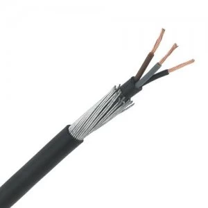 Zexum 2.5mm 3 Core 31A Brown Black Grey 6943X Steel Wire Armoured SWA Outdoor Mains Power Cable - 100 Meter