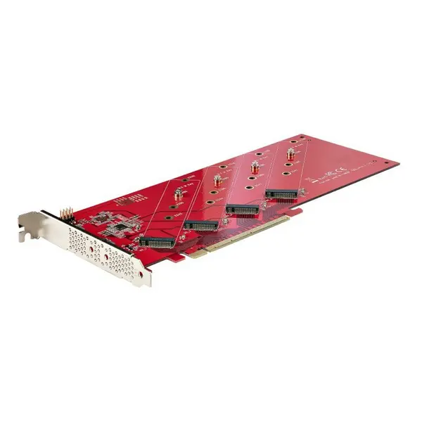 Startech Quad M.2 PCIe Adapter Card PCIe x16 to Quad NVMe or AHCI M.2 SSDs PCI Express 4.0 7.8GBps/Drive Bifurcation Required Windows/Linux Compatible