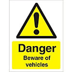 Warning Sign Beware Of Vehicles Plastic 40 x 30 cm