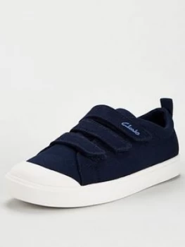 Clarks City Vibe Canvas Shoe, Navy, Size 13.5 Younger