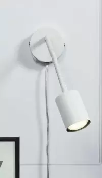 Explore Flex Indoor Bedroom Living Dining Office Wall Light with Adjustable Lamp Head in White