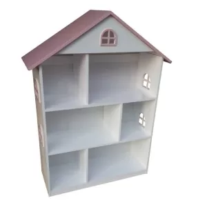 Liberty House Toys White Dollshouse Bookcase with Pink Roof