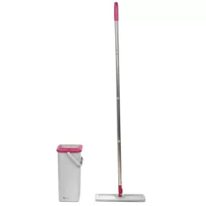 Kleeneze Slimline Flat Head Mop and Bucket Set - Grey/Pink
