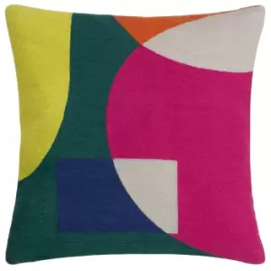 Anjo Embroidered Cushion Green/Multicolour, Green/Multicolour / 45 x 45cm / Polyester Filled