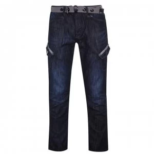 Airwalk Belted Cargo Jeans Mens - Dark Wash